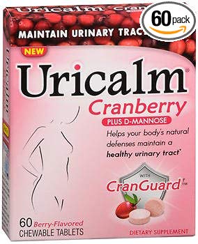Uricalm Cranberry Plus D-Mannose, Berry, 60 Chewable Tablets