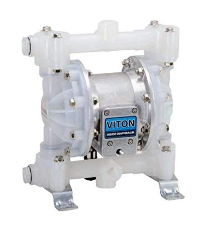 Fuelworks Double Diaphragm Transfer Pump 1/2" Viton - 12GPM / 45LPM Heavy Duty Polypropylene Air Operated Pneumatic for Bio-Diesel, Windscreen & Similar Chemicals