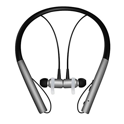 Labvon Bluetooth Headphone 20 Hrs playing time,Sport Wireless Magnet Neckband style earphone silicone materials,support Handsfree for phone,laptop,tablet. (black)