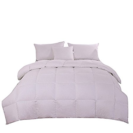 unite down Luxury GOOSE DOWN White Comforter/Duvet/Quilt For All Seasons, Organic Cotton 800TC Cal King