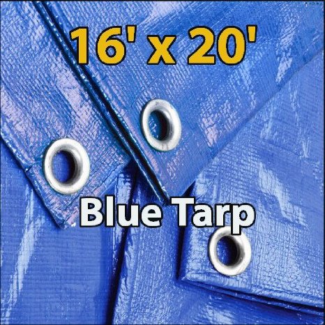 16'x20' Blue Waterproof Poly Tarp for Camping Hiking Backpacking Tent Shelter Shade Canopy Etc.