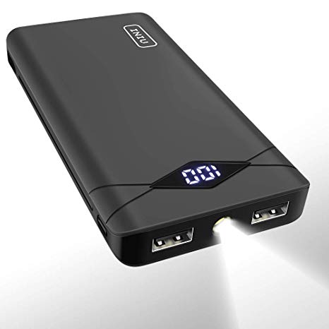 INIU 10000 mAh Portable Power Bank LED Display Ultra Compact 2 USB Ports Mobile Charger External Battery Backup Powerbank Compatible with iPhone X 8 7 6s 6 Plus Samsung HTC Cell Phone