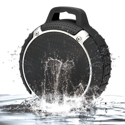 1byone Outdoor  Shower Portable Bluetooth 40 Speaker with Enhanced Bass IPX6 Waterproof and Built-in Mic Black