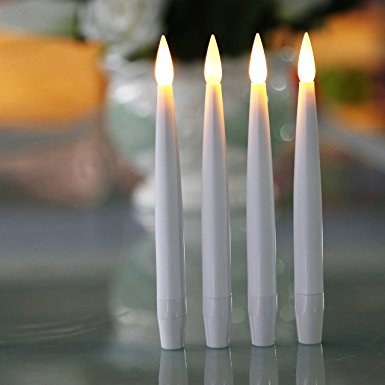 4 Set Smooth 6 inch high white Flickering LED Flameless Candles Indoor Outdoor Battery festive occasions Centerpieces table settings Weddings Birthday parties