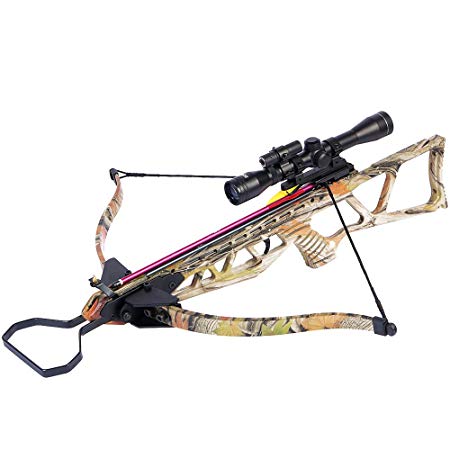 180 lb Camouflage Hunting Crossbow Bow  4x20 Scope   7 Arrows / Bolts 150 80 50