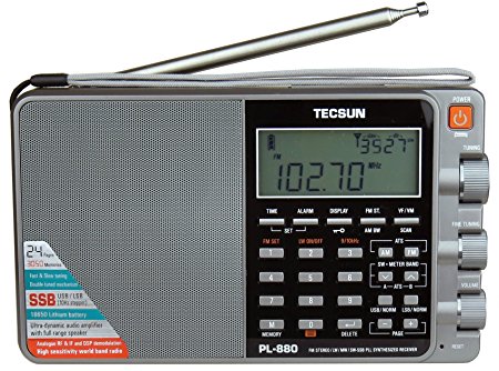 Tecsun PL880 Portable Digital PLL Dual Conversion AM/FM, Longwave & Shortwave Radio with SSB (Single Side Band) Reception, Color Silver