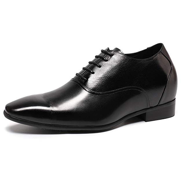 CHAMARIPA Height Increasing Elevator Shoes - Mens Leather Black Oxford Dress Shoes - 2.96 inches K4022 Father's Day Gift