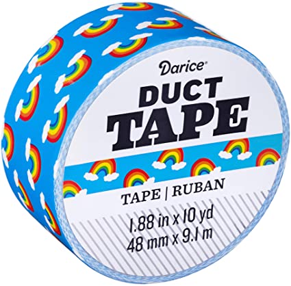 Darice Patterned Rainbow Icon, 1.88 Inches x 10 Yards Duct Tape, Multicolor