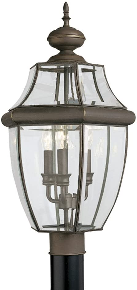 Sea Gull Lighting 8239-71 Lancaster Traditional Three Outdoor Light Post Outside Fixture, Antique Bronze Finish