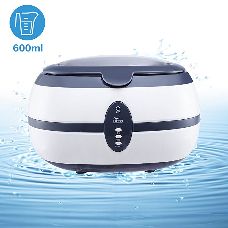 Ultrasonic Cleaner,Uten 600ml Super Large Capacity Jewelry Cleaner with Cleaning Basket, Household Ultrasonic Cleaner Machine for Cleaning Earring,Necklaces,Glasses,Waterproof Watches,Dentures,Coins