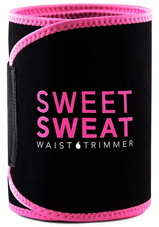 Sweet Sweat Waist Trimmer (Pink Logo) for Men & Women. Includes Sweet Sweat Sample Gel!