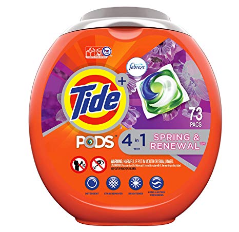 Tide Pods Liquid Laundry Detergent Pacs, Spring & Renewal, 73 Count - Packaging May Vary