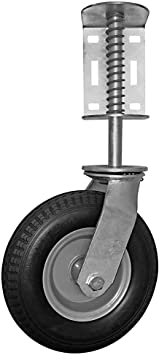 Shepherd Hardware 8734 Heavy Duty Flat Free Spring-Loaded Gate Caster with Universal Mount, 8-Inch Wheel, 220-lb Capacity, Black (Renewed)