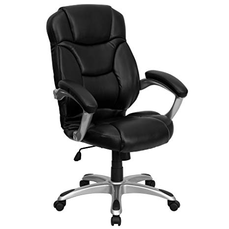 Flash Furniture High Back Black Leather Contemporary Executive Swivel Chair with Arms