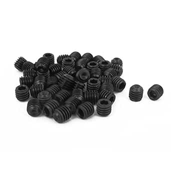 uxcell M6 x 6mm Hex Socket Set Cup Point Grub Screws Black 50pcs