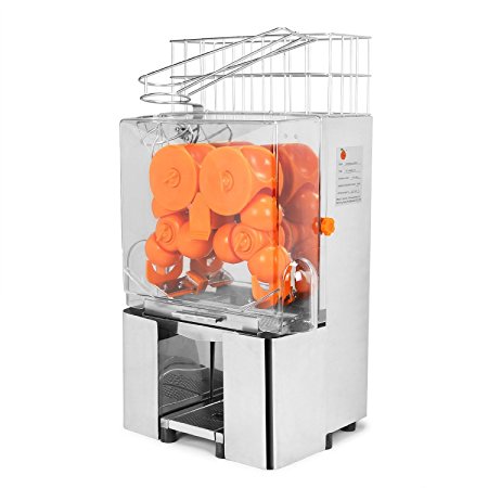 VEVOR Orange Juicer Commercial Auto Feed Orange Juicer Squeezer 120W Orange Juice Machine Squeeze 20-22 Oranges per Mins Stainless Steel Case