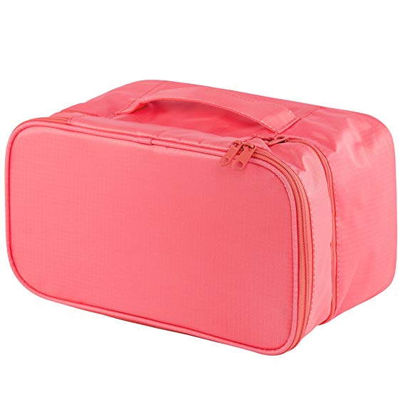 Travel Underwear Organizer, JJ POWER Large Compartment Lightweight Double Layer Cosmetic Bag, Bra Bag for Travel