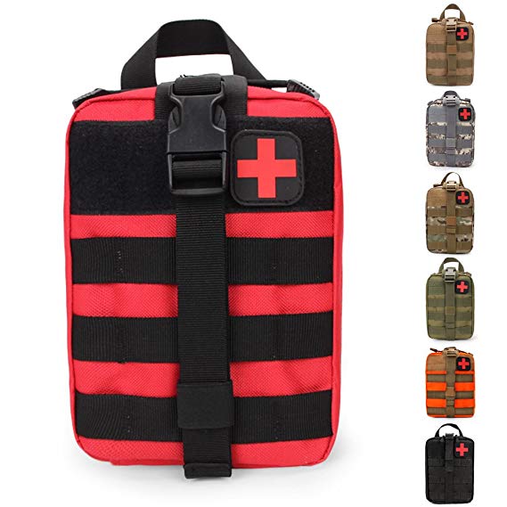 HX Outdoors Tactical Molle Rip-Away EMT Medical First Aid IFAK Lifesaving Pouch,Outdoor Medical Package,Mountaineering/Climbing Rescue Tools Package Made of 600D Waterproof Fabric (Red)