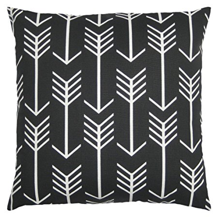 JinStyles Arrow Cotton Canvas Decorative Throw Pillow Cover (Black and White, 16 x 16 inches)