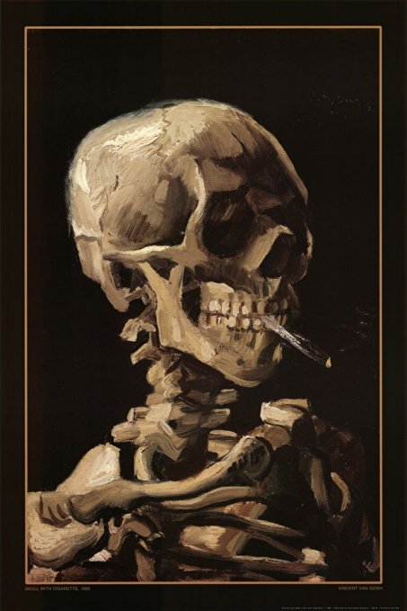 Van Gogh (Skull with Cigarette, 1885) Art Print Poster - 24x36 Poster Print by Vincent van Gogh, 24x36 Poster Print by Vincent van Gogh, 24x36