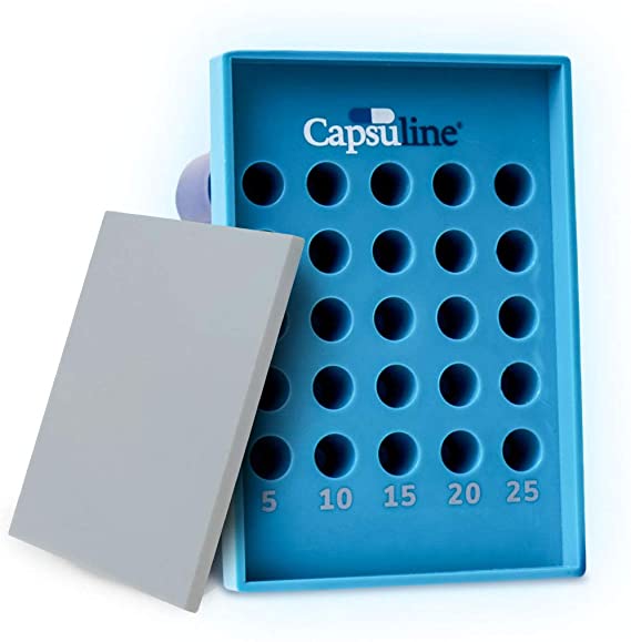 Capsu-Tray Manual Capsule Holding Tray by Capsuline - Suitable for Size 0 Empty Capsules - Make Your own Supplements - 25 Capsules Count by Capsuline