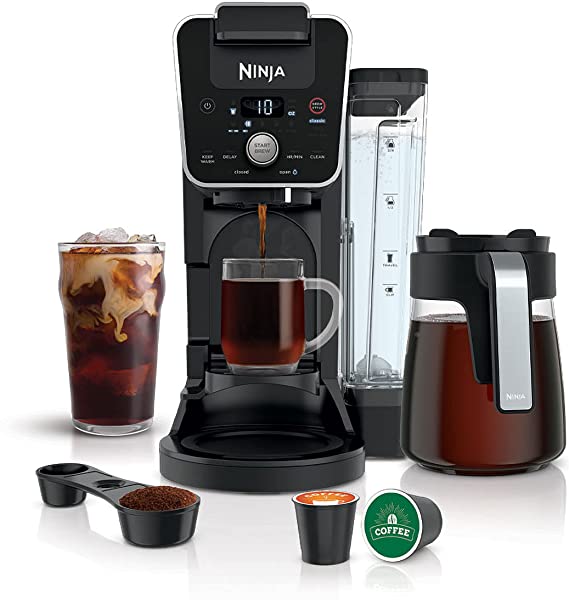 Ninja CFP201 DualBrew System 12-Cup Coffee Maker, Single-Serve for Grounds & K-Cup Pod Compatible, 3 Brew Styles, 60-oz. Water Reservoir & Carafe, Black