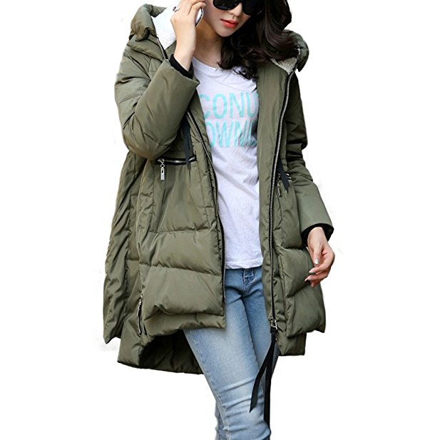 Kangwoo Women's Winter Puffer Down Coat Hooded Long Parka Jacket