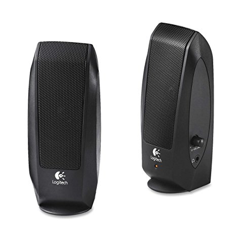 LOGITECH S-120 2 piece speaker system with integrated power and volume control (black) 980-000012