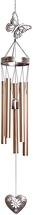 Comfort with Each Breeze I Have You in My Heart Copper-Colored Metal Wind Chime for a Memorial Gift with Exclusive Poem and Card