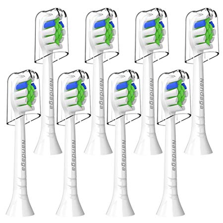 Replacement Brush Heads with Diamond-Shaped Bristles Whitening Teeth Compatible with All Click-on system Phillips Sonicare DiamondClean,FlexCare,Plaque Control,Gum Health,HealthyWhite,EasyClean,8 Pack