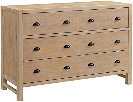 Alaterre Furniture Arden Wood Double Dresser, Light Driftwood