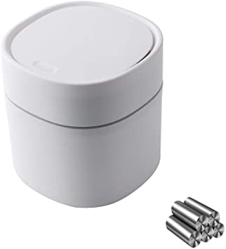 Bothroom Trash Can Desktop Trash Can for Office Desktop Coffee Table Kitchen Small Garbage Can White Plastic Trash Can One-Button Bounce Open Bucket Small Paper Basket