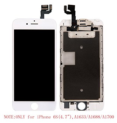 Glob-Tech iPhone 6s Screen Replacement LCD Touch Digitizer Full Assembly for iPhone 6s 4.7" with 3D Touch,Built-in Components(Facing Proximity Sensor, Ear Piece, Front Camera),Tools,White