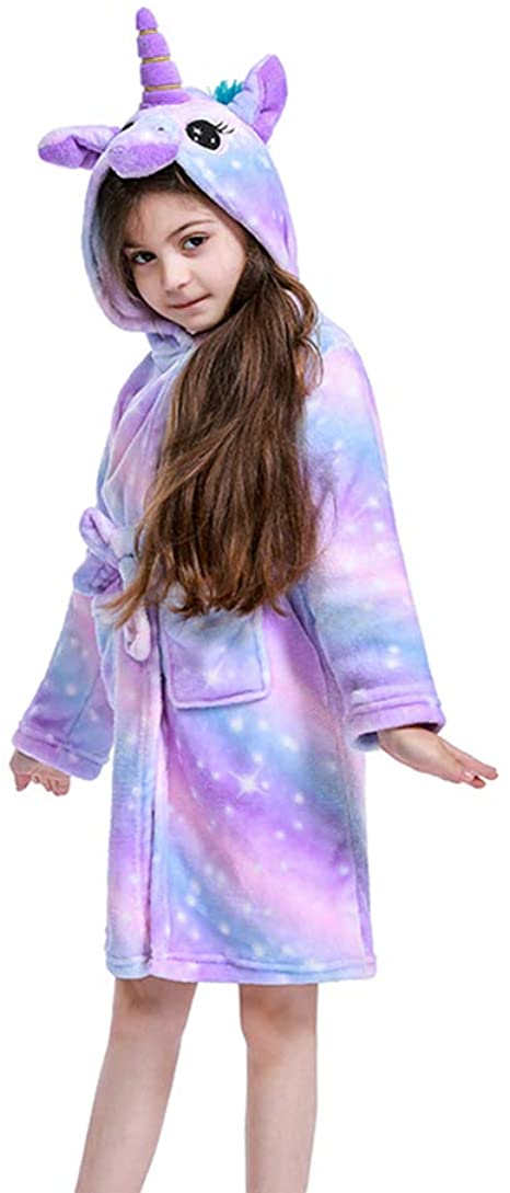 2020 Newest Unicorn Bathrobe for Girls,Premium Flannel Hooded Robe-Unicorn Gifts