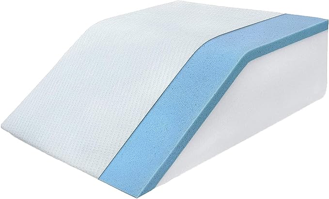 Abco Tech Leg Elevation Pillow with Foam Top (Cooling Gel) - Leg Rest Relieves Back, Hip and Knee Pain - Leg Elevation Pillows for Blood Circulation, Reduces Swelling - Washable Cover