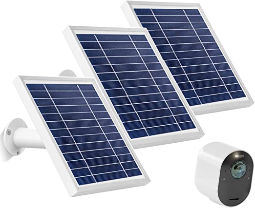 Uogw 3W 6V Solar Panel Compatible with Arlo Ultra/Ultra 2, Arlo Pro 3/Pro 4 & Arlo Floodlight, with 11ft Waterproof Magnetic Power Cable, Adjustable Mount-(3 Pack, Silver)(NOT for Arlo Essential)