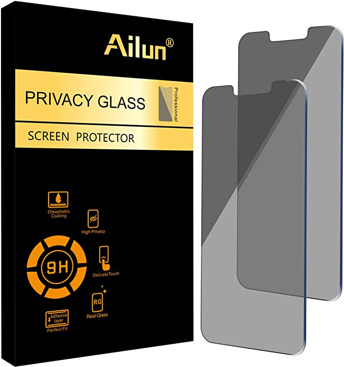 Ailun Privacy Screen Protector Compatible with iPhone 13/13 Pro [6.1 Inch] 2 Pack Anti Spy Tempered Glass Anti-Scratch Case Friendly [Black] [Not for iPhone 13 Pro Max]