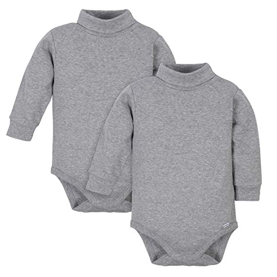 GERBER Baby Boys' 2-Pack Long Sleeve Turtleneck Onesies Bodysuits