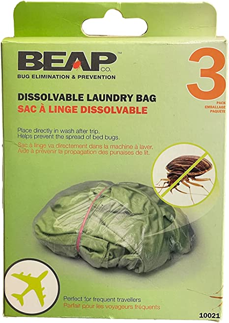 BEAPCO 10021-3 Pack Dissolving Laundry Bags - Bed Bug Protection