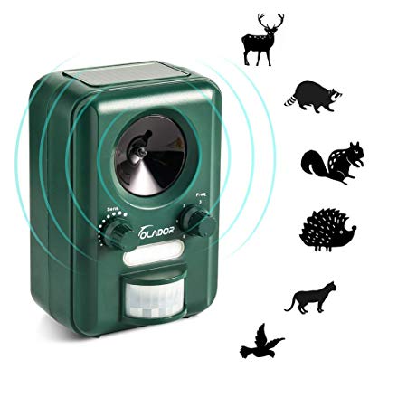 Volador Cat Repellent, Animal Repeller, Ultrasonic Solar Battery Powered Waterproof Garden Pet Deterrent With Motion Sensor and Flashing Light for Cats, Dogs, Bird, Squirrels, Moles, Rats.