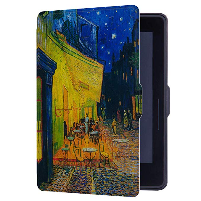 Huasiru Painting Case for Amazon Kindle Voyage Cover with Auto Sleep/Wake, Coffee Shop