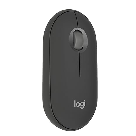 Logitech Pebble Mouse 2 M350s Slim Bluetooth Wireless Mouse, Portable, Lightweight, Customisable Button, Quiet Clicks, Easy-Switch for Windows, macOS, iPadOS, Android, Chrome OS - Tonal Graphite
