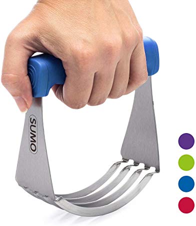 SUMO Dough Blender: Sturdy Heavy Duty Pastry Cutter - Sharp Blades - Comfortable Finger-Contoured Grip - Dishwasher Safe [Blue]