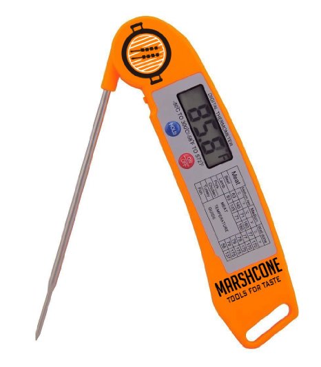 Premium Cooking Meat Thermometer By Marshcone - Precise Food & Drinks' Temperature Measurement - Ultra Fast Digital BBQ Thermometer - Features Long Probe, Strong Magnet, Hang Hole & Cooking Guide