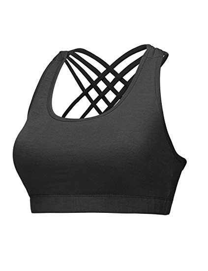 REGNA X NO BOTHER Women's Plunge neck Light Support Strappy Sports Bra Tops, Re-order2_black, XXX-Large
