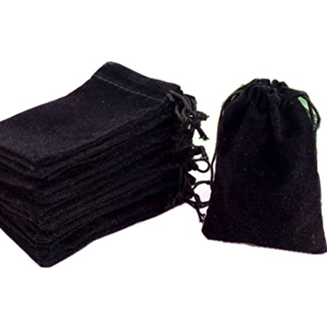 GYBest Best 50 Pack 3" X 4" Wholesale Promotion - Black Velvet Cloth Jewelry Pouches / Drawstring Bags