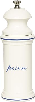 Fletchers' Mill Provencal Collection Pepper Mill, 6 inch, white with blue poivre
