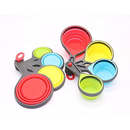 Silicone Collapsible Measuring Cup Perfect Kitchen Measuring Tools - 1/4 Cup, 1/2 Cup, 3/4 Cup, 1 Cup, Set of 4 by IDS