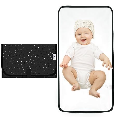 Portable Changing Pad for Baby - Waterproof Diaper Changing Pad - Compact Baby Changing Pad- Travel Diaper Changing Mat - Foldable Lightweight Changing Mat for Newborn (Black Leaf)