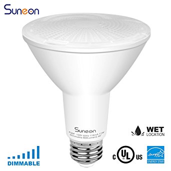 SUNEON Par30 Led Bulbs Daylight Long Neck COB Spotlight Dimmable 5000k - 10w 75watt-equivalent CRI93 Spot Light Bulbs - 120v E26 UL Qualified